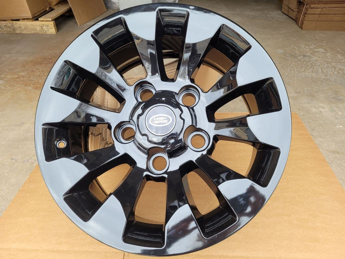 Set of Five (5) - 16'' Black Sawtooth Alloy Wheel Part LR025862 With Lugs & Caps