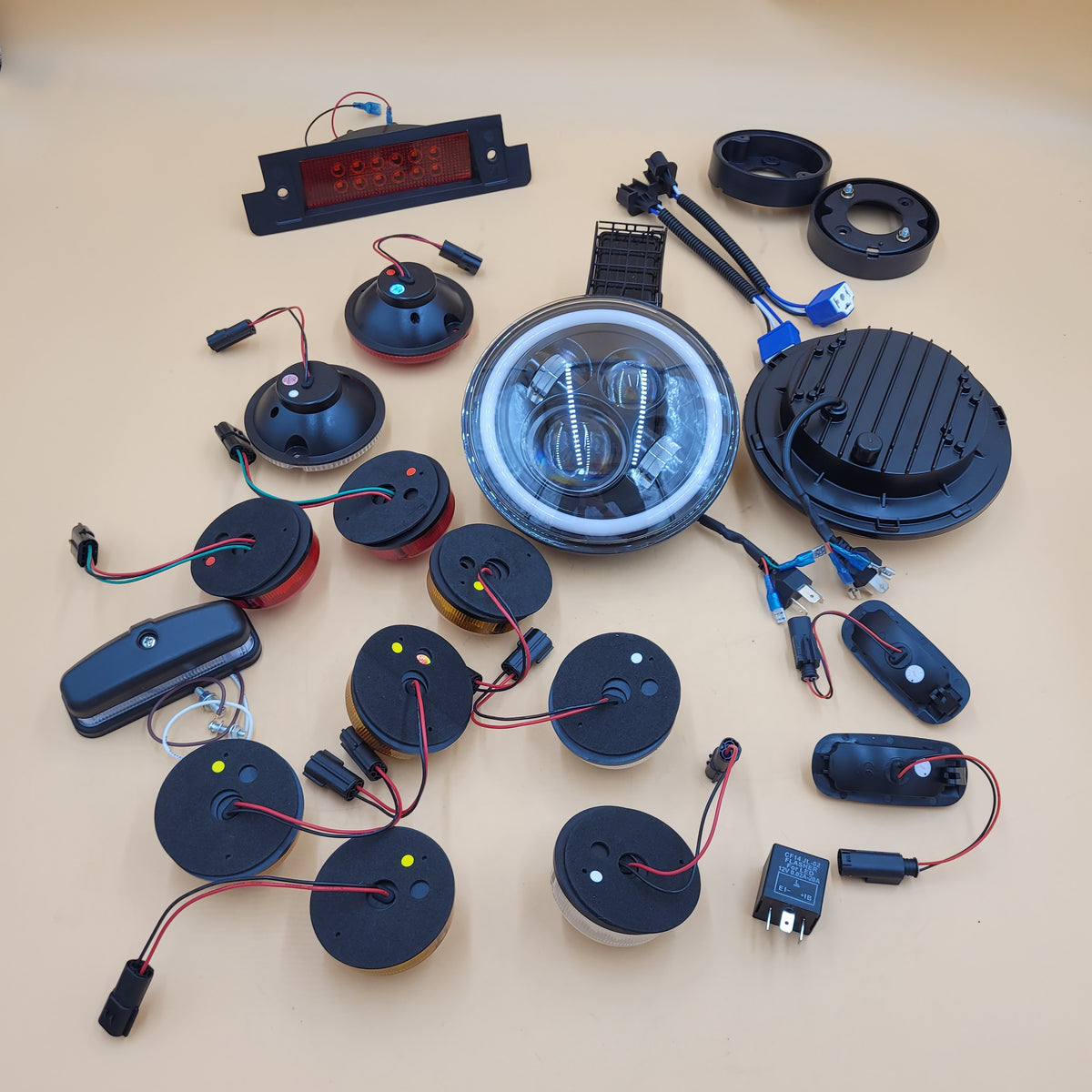 DEFENDER LED COLOR LAMP KIT LED HEADLAMPS, FRONT AND REAR LIGHTS INCLUDING SIDE REPEATERS AND HIGH LEVEL STOP LAMP BA9719KIT