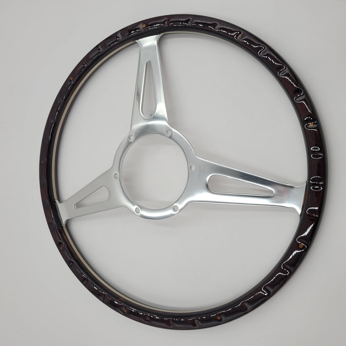 Land Rover MOUNTNEY STEERING WHEEL 15” 3 spoke Dark Wood with Boss 48 Spline Part DA4876/DA4660