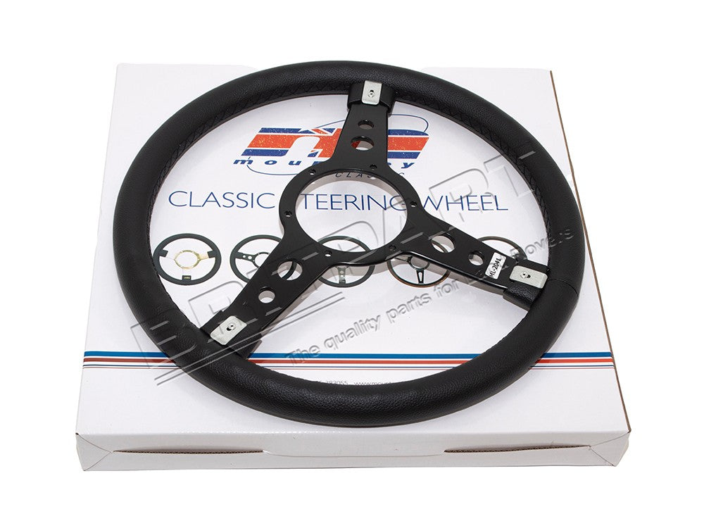 15in Leather Steering Wheel With 3 Black Spokes Part DA4650
