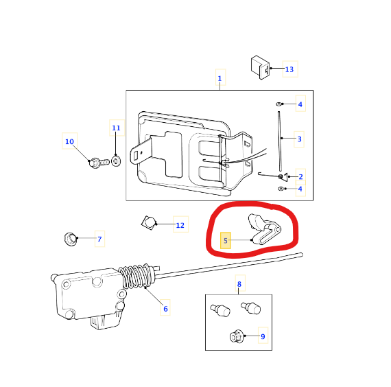 LAND ROVER DISCOVERY2 / RANGE ROVER P38 FUEL DOOR LATCH - OEM PART BPX700010