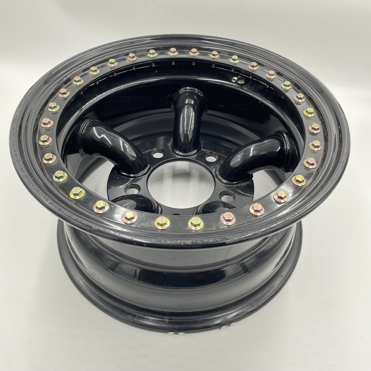 LR Defender /Discovery I /RR Classic Real Beadlock Wheels 16x8 Gloss Black N1 Scratched