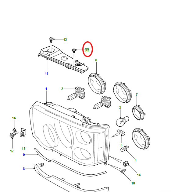 LR DISCOVERY II M6 X 12MM Screw Bolt Top Trim To Headlamp XYP000170