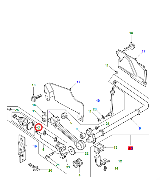 LR DISCOVERY II Gaiter for ACE Actuator on Rear Anti-Roll Bar RVX100000X