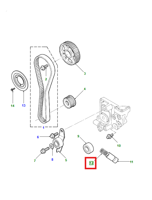 LR FREELANDER I 96-06 2.0L I4 8V TCIE Timing Belt Tensioner Spring LHR100330L