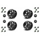 Set of Four (4) - 16'' Black Sawtooth Alloy Wheel Part LR025862 With Lugs & Caps