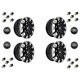Set of Four (4) - 18'' Sawtooth Wheels Diamond Cut Part DA6635 With Lugs and Caps