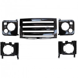 Land Rover Defender gloss black SVX style front grille & headlamp surround kit