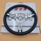 15in Leather Steering Wheel With 3 Silver Spokes Part BA151C