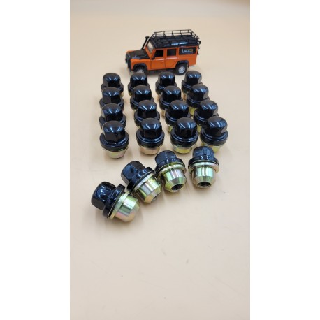 Set of 20 Black Gloss Wheel Nuts for Defender 90/ 110 / 130/ Disco 1/ RRC - Part RRD500560B