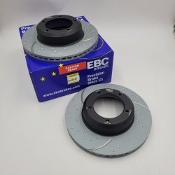 EBC REAR SLOTTED / GROOVED BRAKE DISCS VENTED FOR DEFENDER, DISCO 1 AND RRC PART DA4151