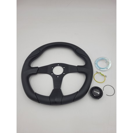 LR MOMO 350mm STEERING WHEEL QUARK BLACK/AIR LEATHER DA5726