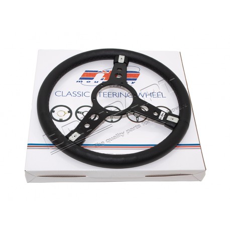 15in Leather Steering Wheel With 3 Black Spokes Part DA4650