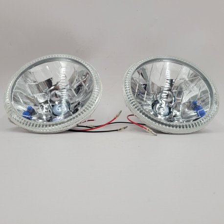 UNIVERISAL ROUND LAMP 7" LED HALO LIGHT SET CRYSTAL Headlight Set BA070HC