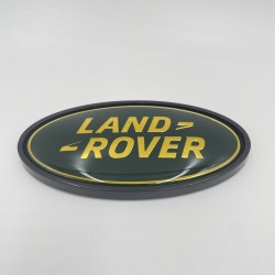 Land Rover Oval Badge Gold Letters on Green Background on Black Plate 90*48mm DAH100680B