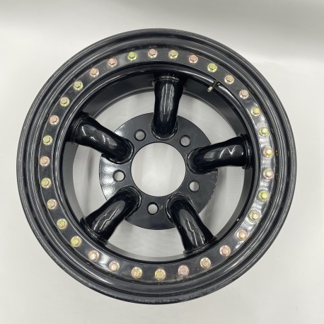 LR Defender /Discovery I /RR Classic Real Beadlock Wheels 16x8 Gloss Black N1 Scratched