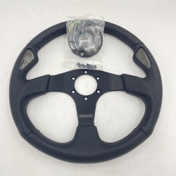 LR DEFENDER Black Leather 350mm Momo Jet Steering Wheel M11102915211L / DA5727