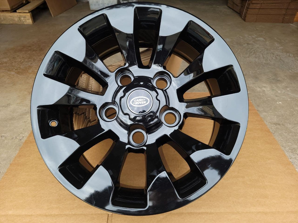 Set of Five (5) - 16'' Black Sawtooth Alloy Wheel Part LR025862 With Lugs & Caps