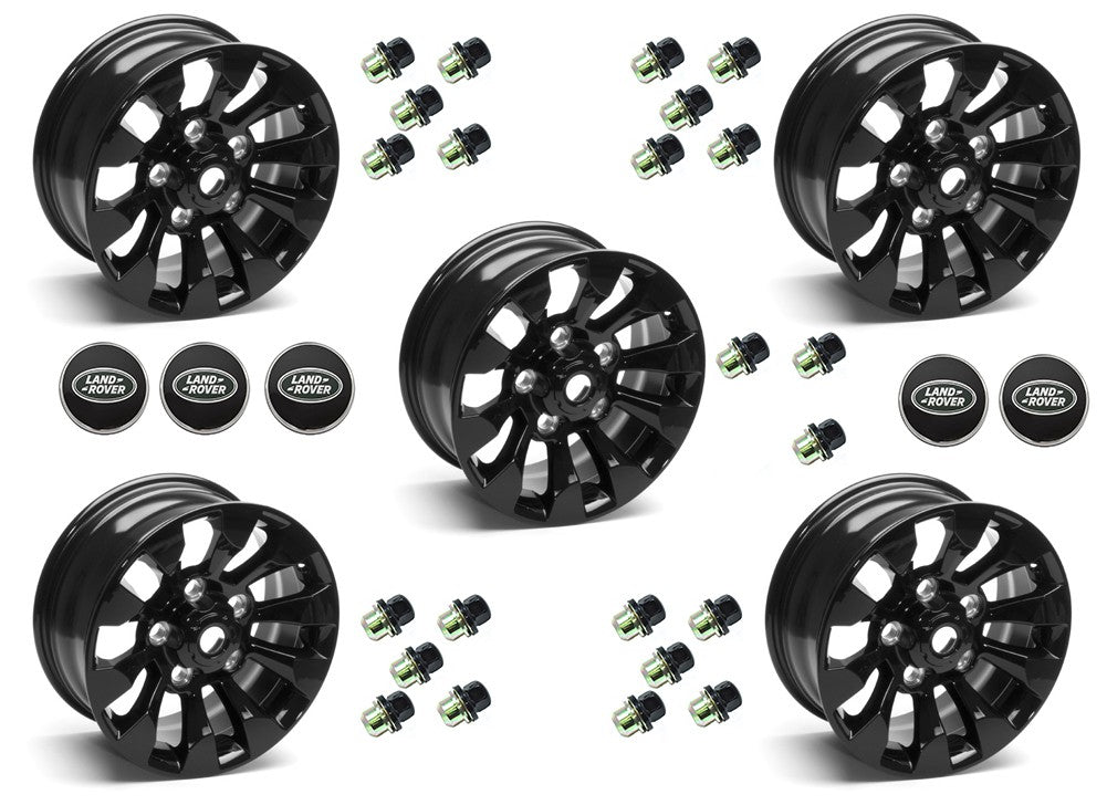 Set of Five (5) - 18'' Sawtooth Alloy Wheel Part BA3460B / LR025862A With Lugs and Caps