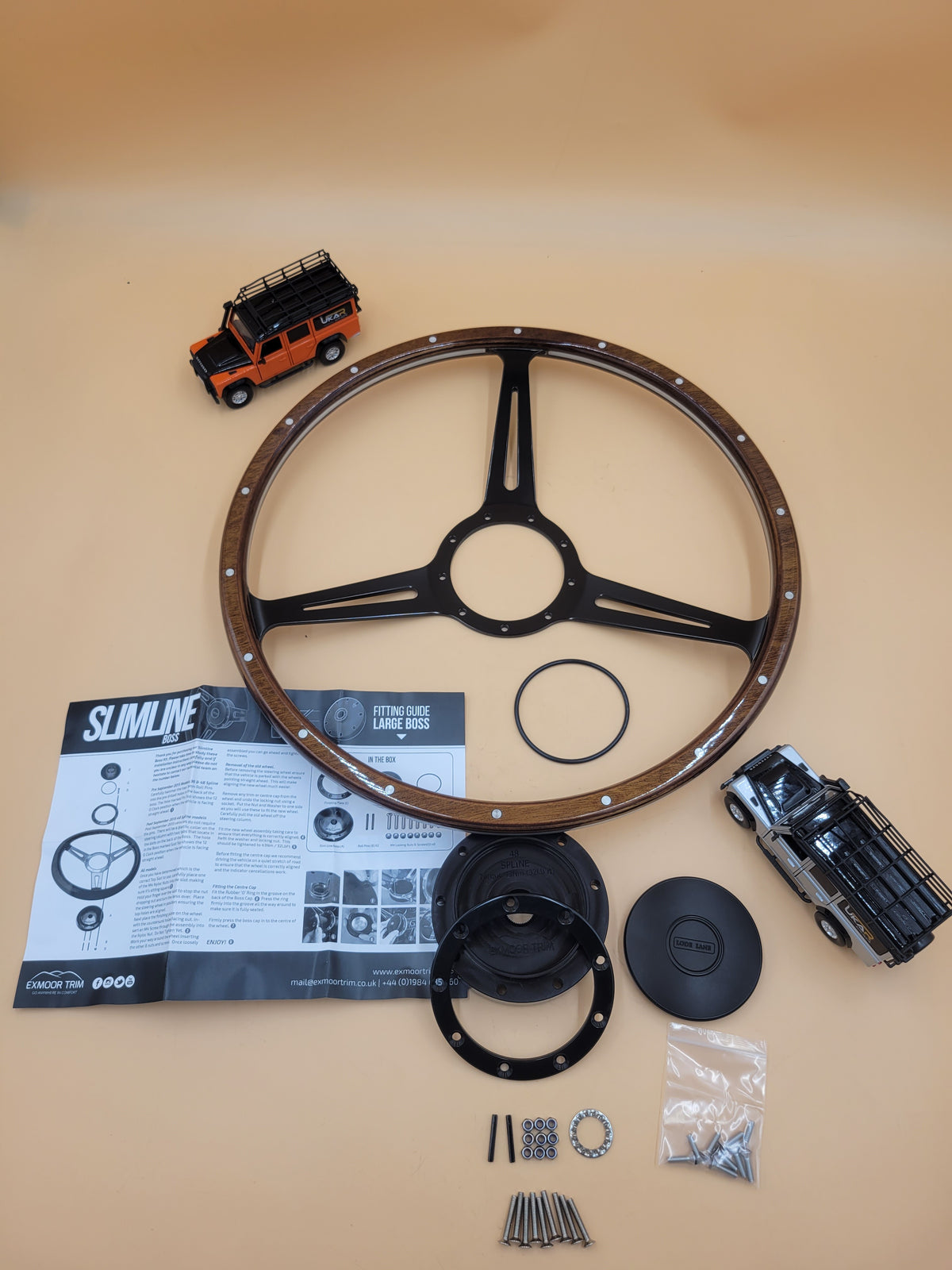 Evander Black Slim Steering Wheel Slim 36 Spline Boss - EXT900-75