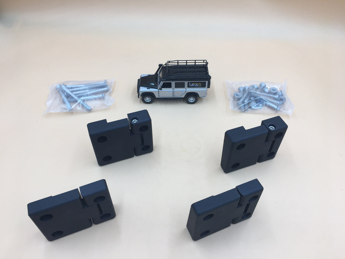SERIES DEFENDER Aluminium Rear Side Door Hinge Kit Anodised Black Finish DA1306