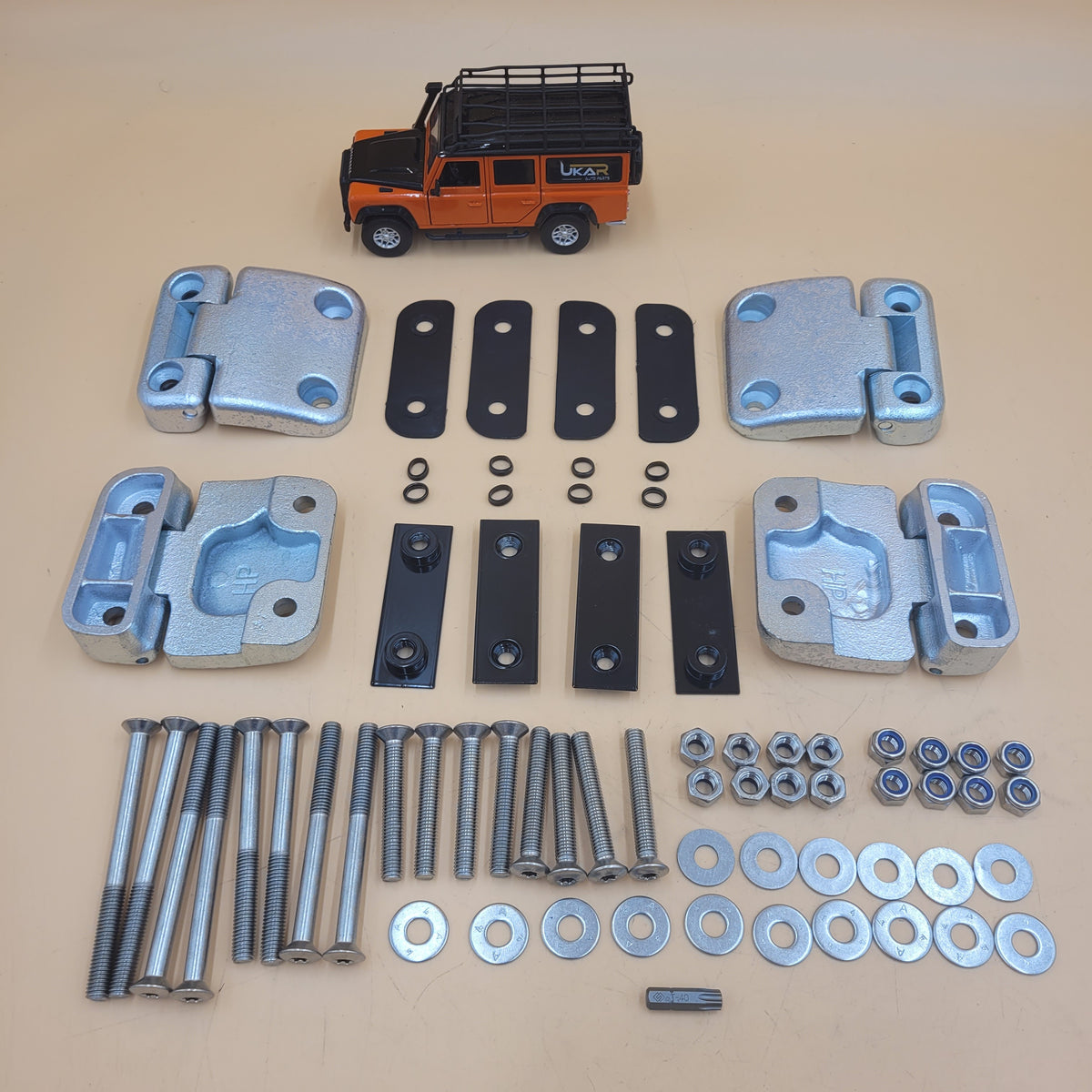Land Rover Defender / Series III2nd Row Door Hinge Kit SS Bolts Part DA1275SS