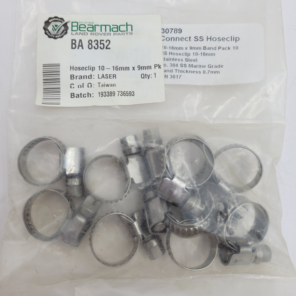 Hose Clip 10-16mm 10pk Part BA8352