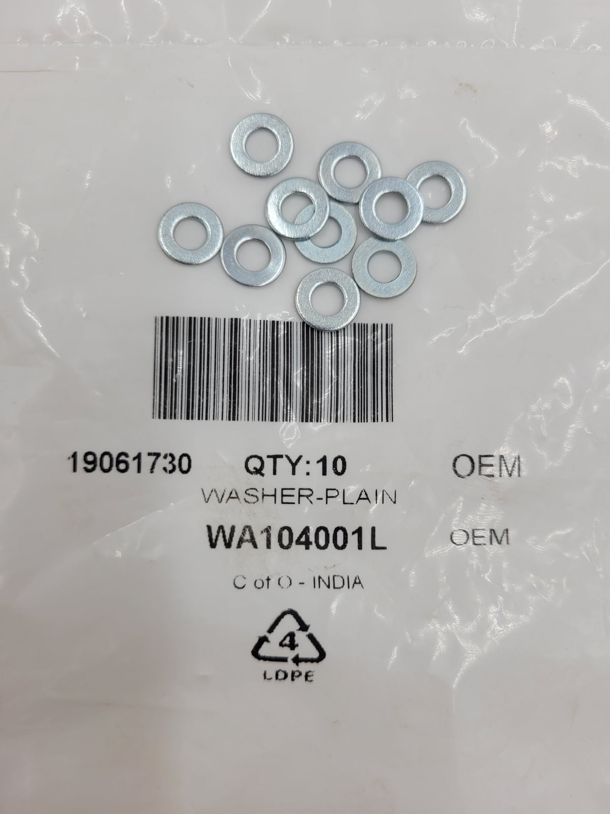 SET of 10 DASH VENTILATOR M4 PLAIN WASHER Part WA104001L