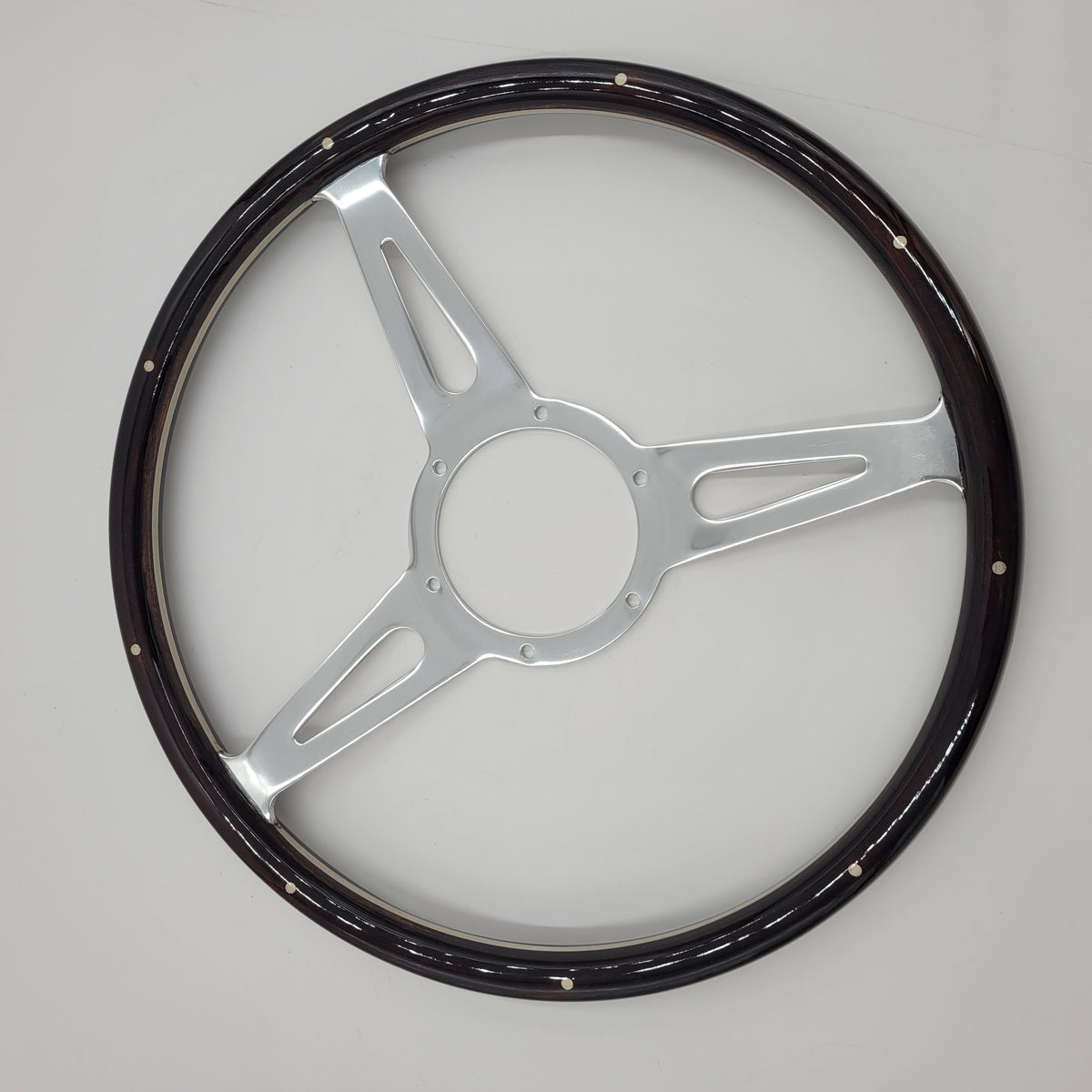 Land Rover MOUNTNEY STEERING WHEEL 15” 3 spoke Dark Wood with Boss 36 Spline Part DA4876/DA4659
