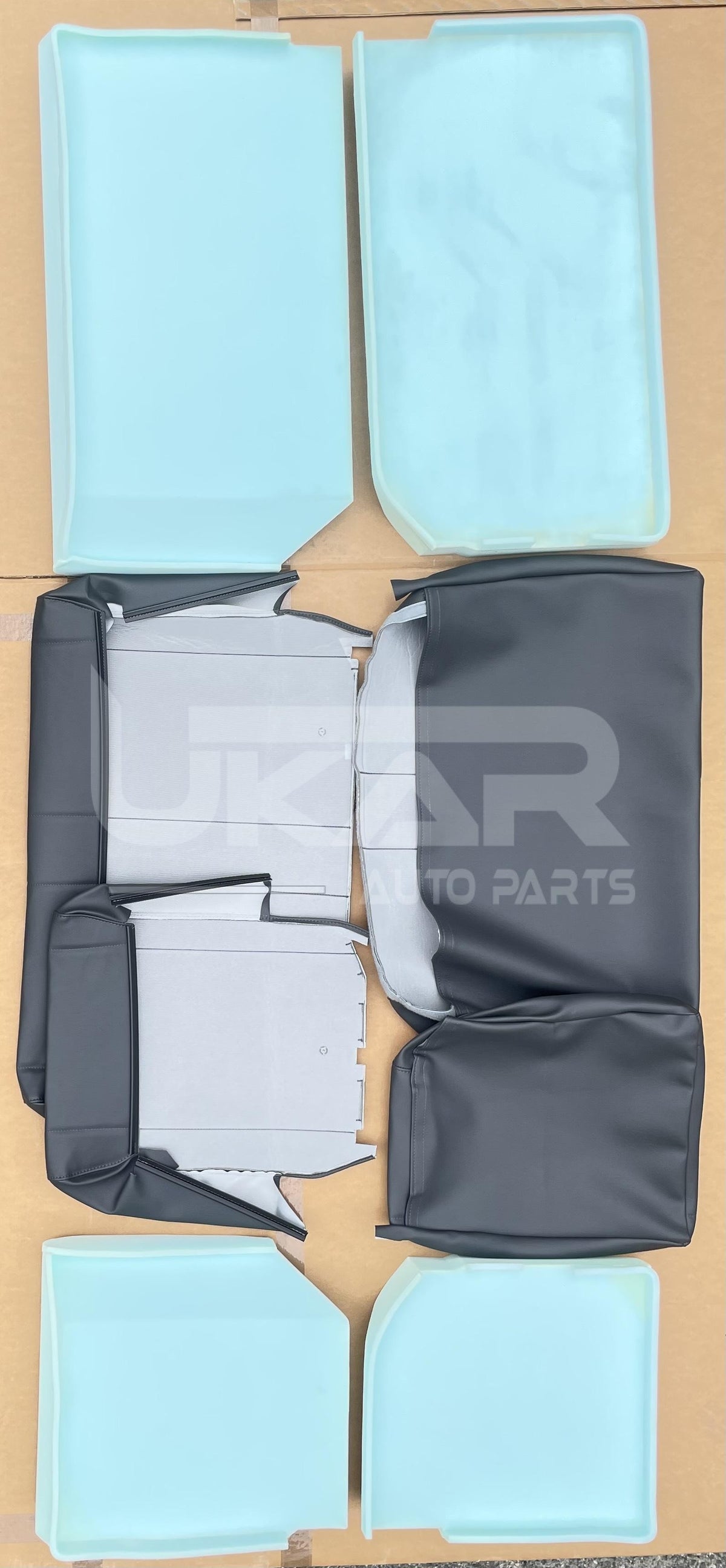 Land Rover Defender 110 130 up to 2007 Grey 60/40 Bench Seat Trim Kit with a second row split bench EXT359-DGV