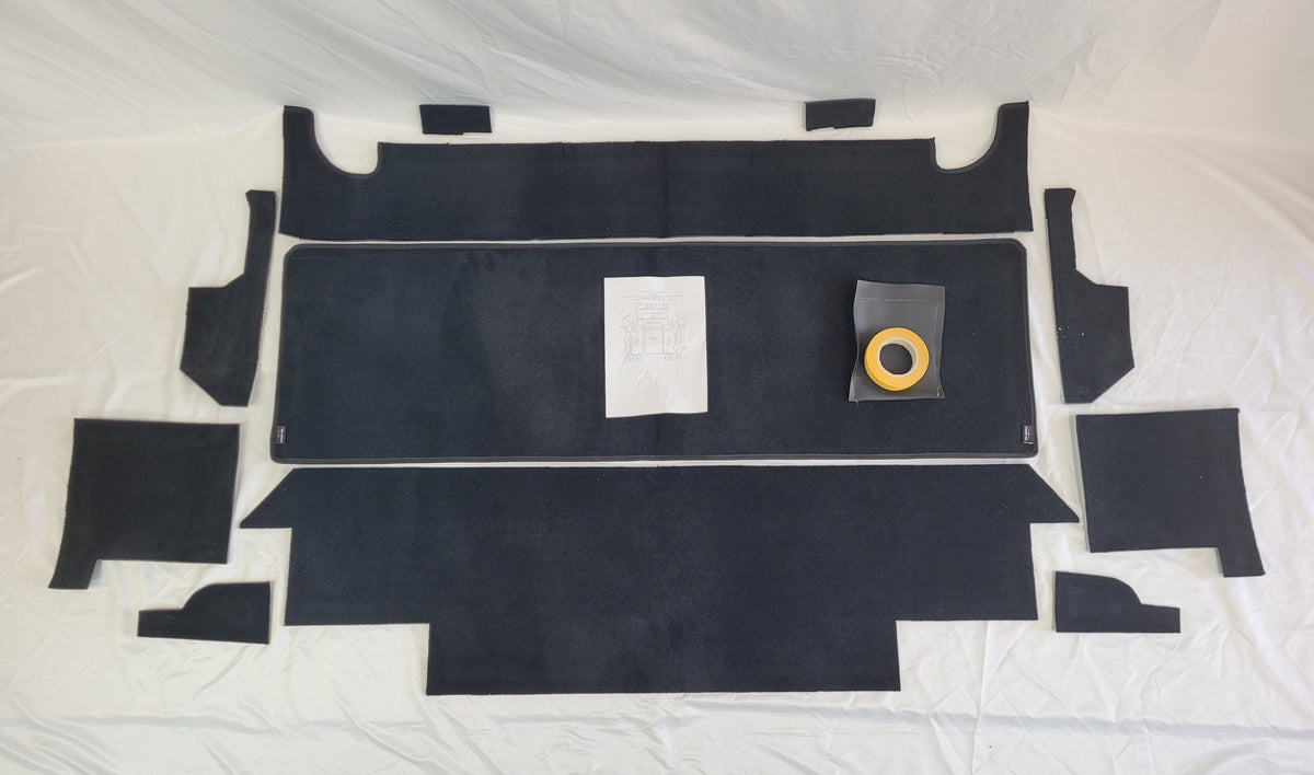 LR DEFENDER 110" -16 PREMIUM BLACK CARPET 2ND ROW AND REAR BODY (Square Wheel Arches) EXT021-22