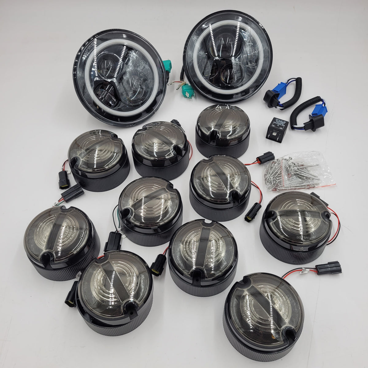 DEFENDER 1990-2016 LED 95 mm Smoked Lamp with Head Lights Upgrade Kit V-20431040