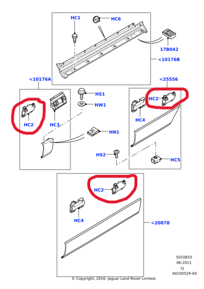 2X RANGE ROVER 2002 - 2009 Clip Part DYC000091