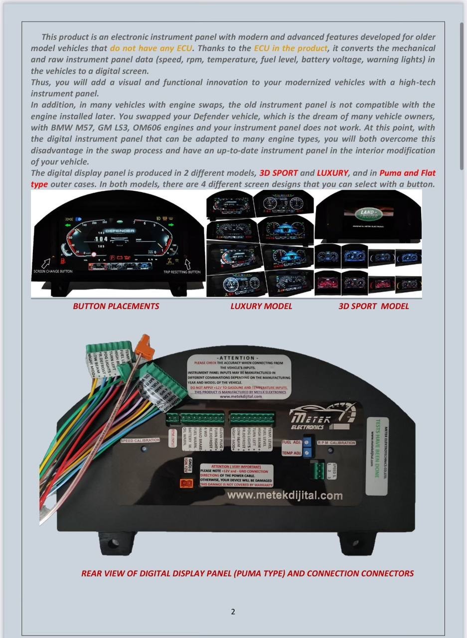 LR Defender -16 Classic Electronic Dashboard Part Dashboard