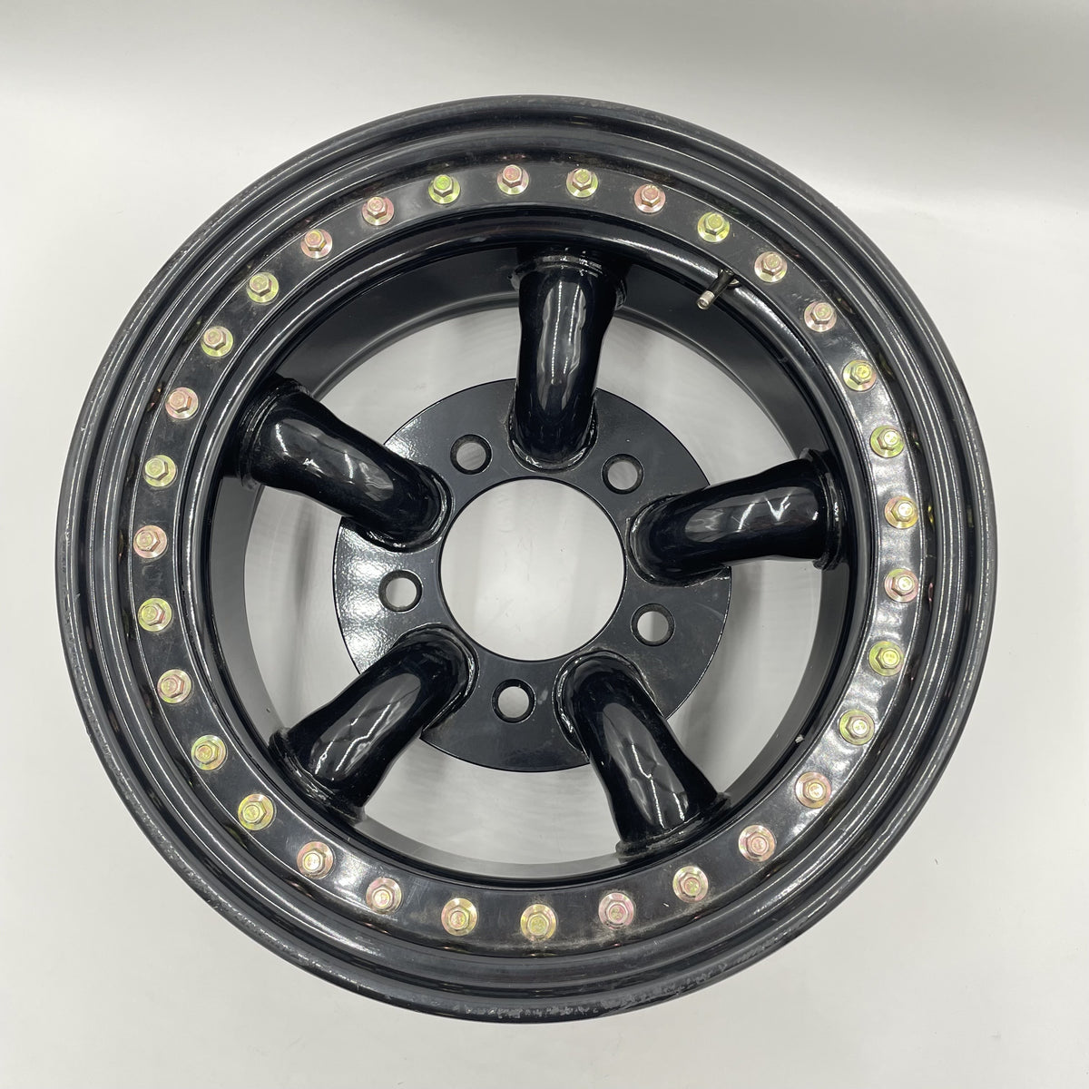LR Defender /Discovery I /RR Classic Real Beadlock Wheels 16x8 Gloss Black N1 Scratched