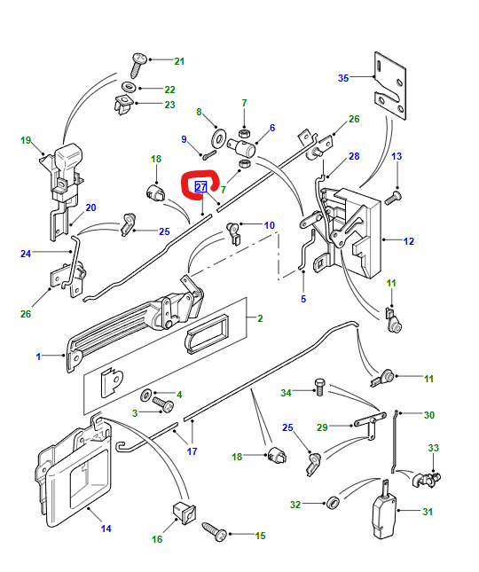 LR DEFENDER -16 LH & RH Rear Side Door Linkage From Lock Button MUC8365
