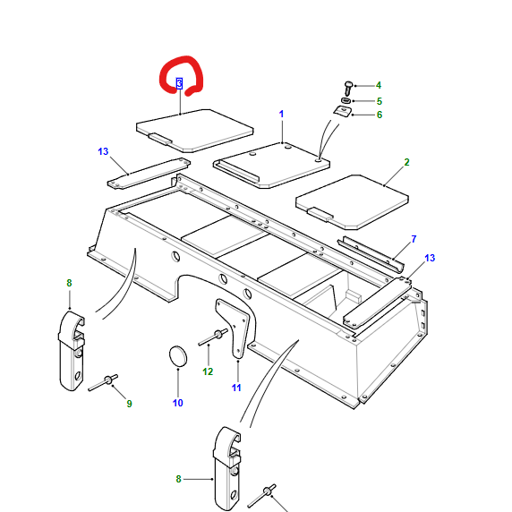 LR DEFENDER Lid Assembly RH Seatbox ALR5113