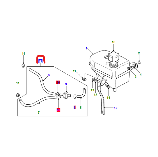 LR DEFENDEF DISCOVERY 200/300TDi Expansion Tank Hose PCH117840