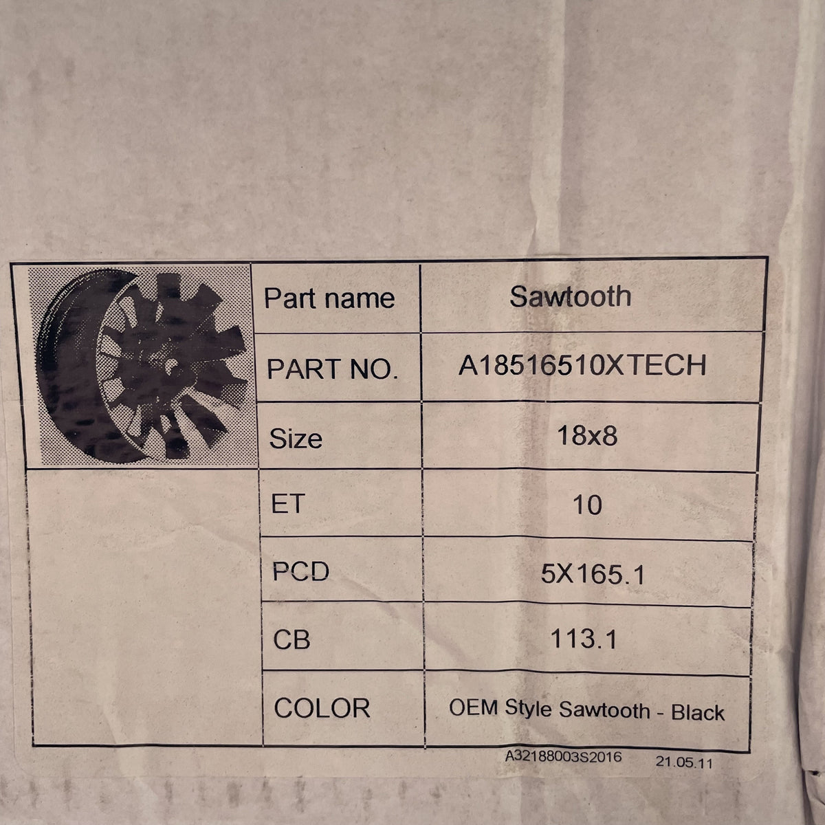 Black Sawtooth Alloy Wheel 18x8 ET:10 BEARMACH BA3460B